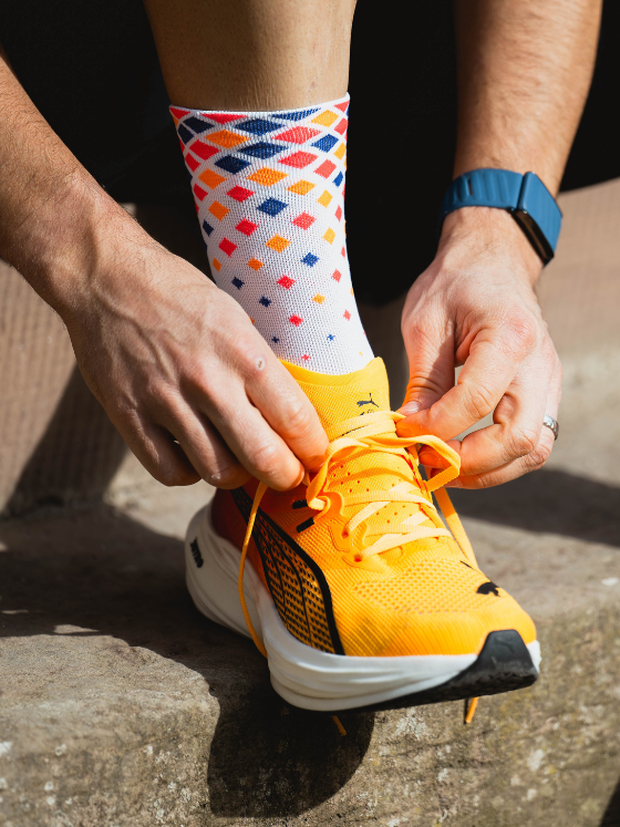 INCYLENCE Running Crystal White Purple Orange Long Sock