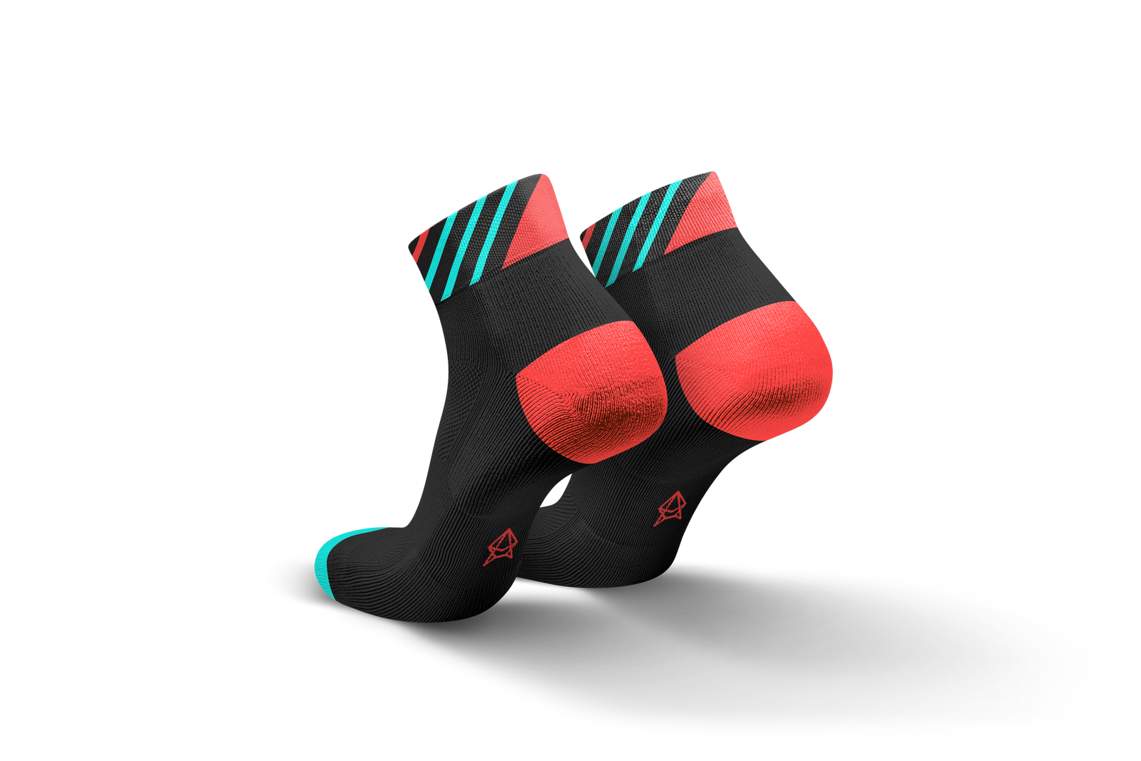 Short Running Sock Arrows Marina, black with mint and red stripes and Incylence logo underfoot