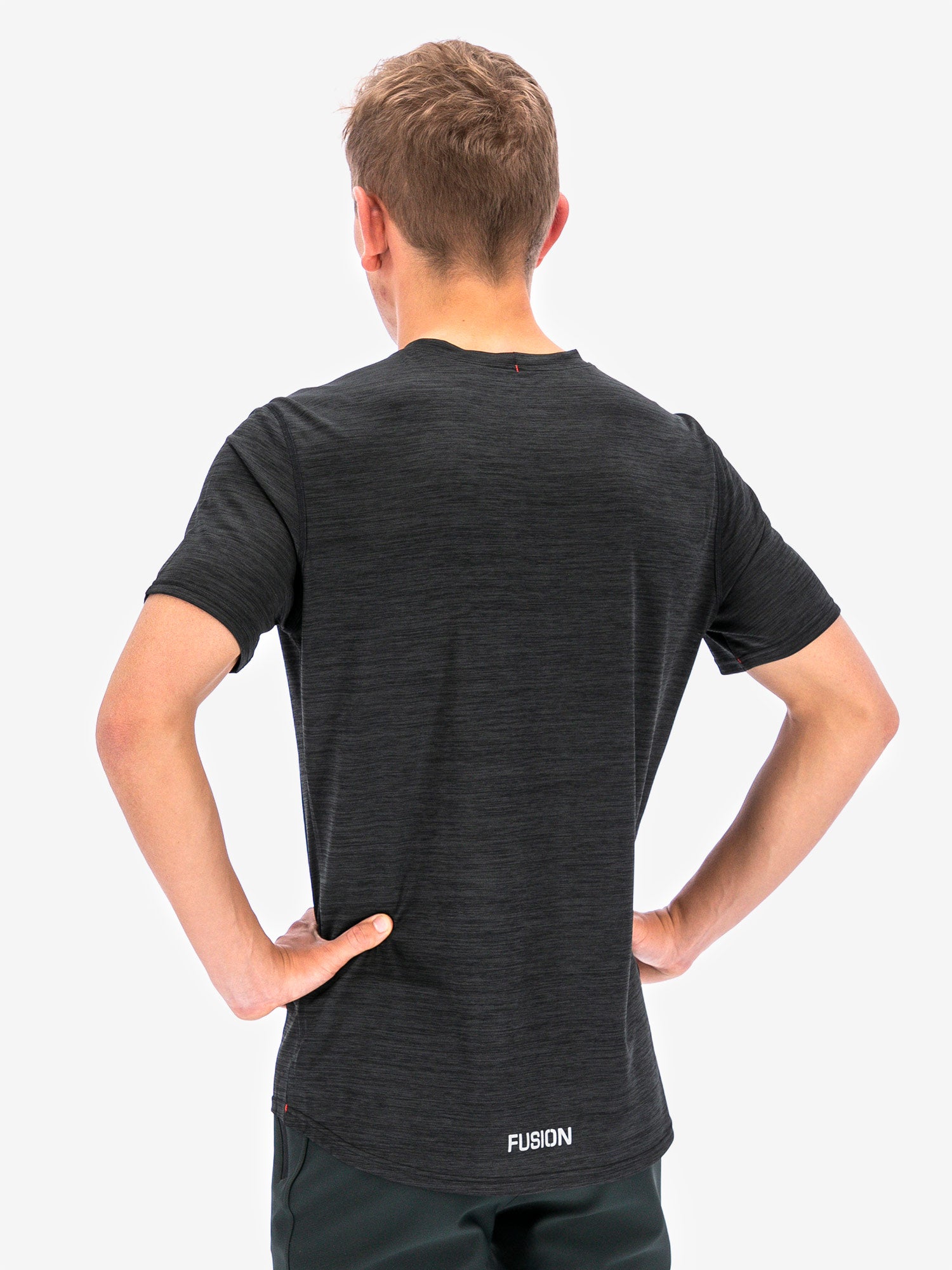 Mens C3 T-shirt for running in black rear