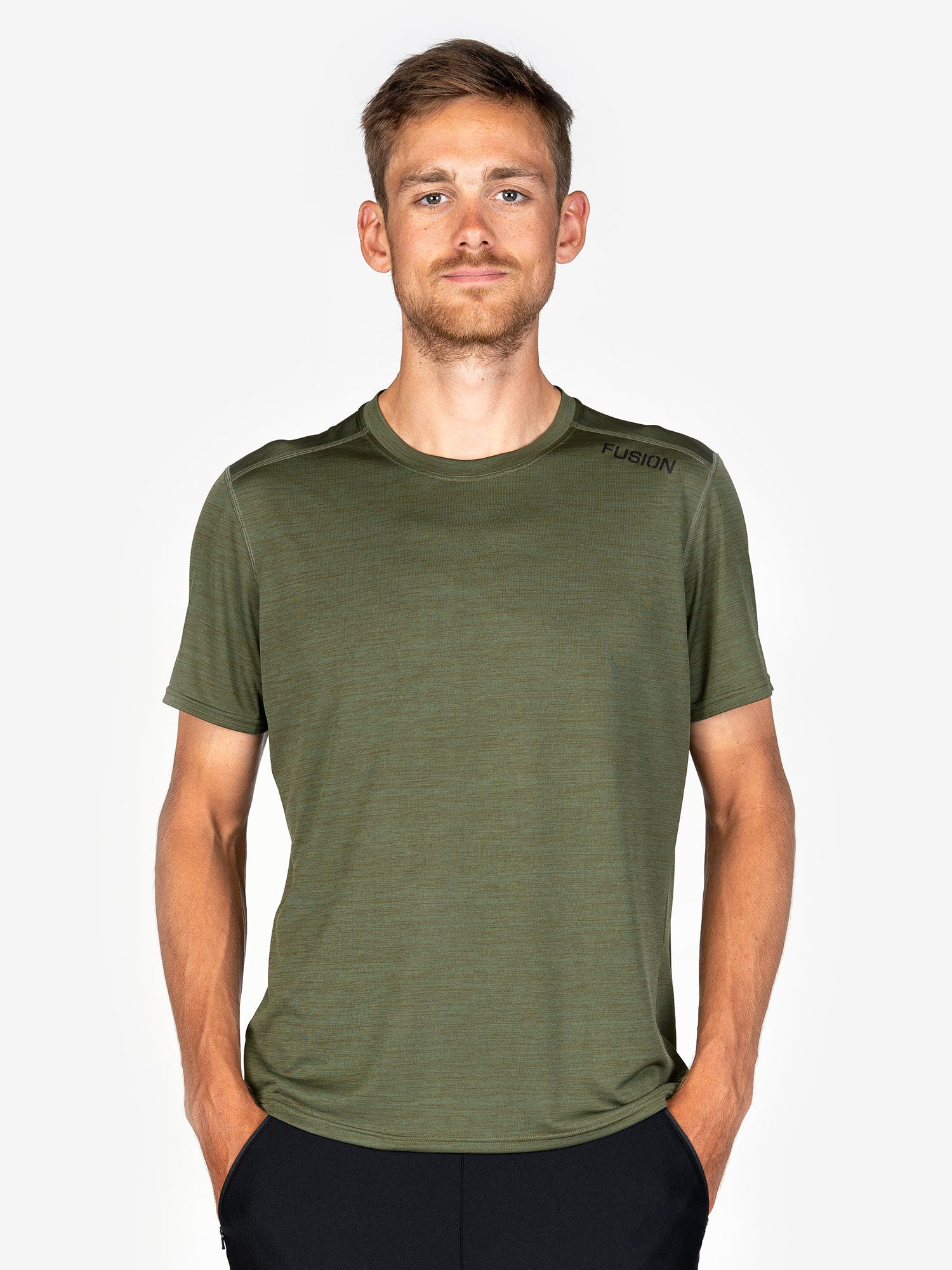 Mens C3 T-shirt for running in green