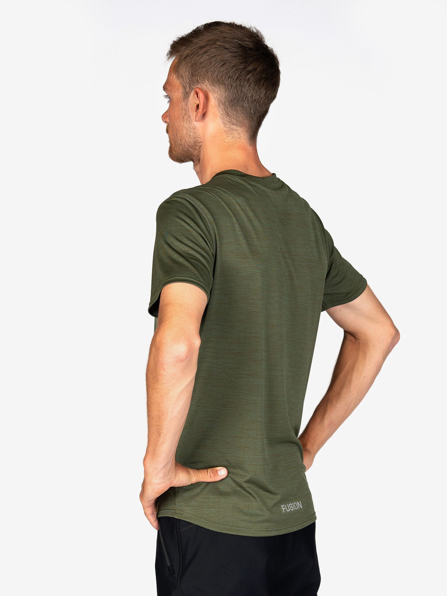 Mens C3 T-shirt for running in green reare