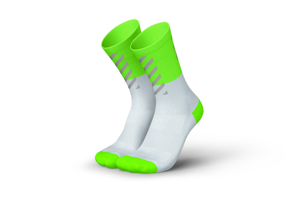 High Viz Green running socks with reflective strip for visibility in the dark