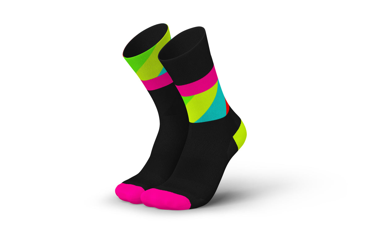 INCYLENCE Strides Black Pink Canary Long Sock