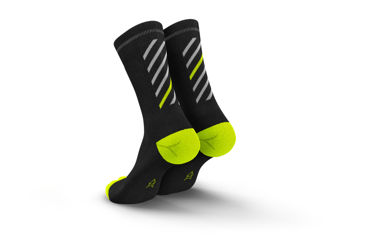 Merino Rise Grit Canary Running and Cycling sock 