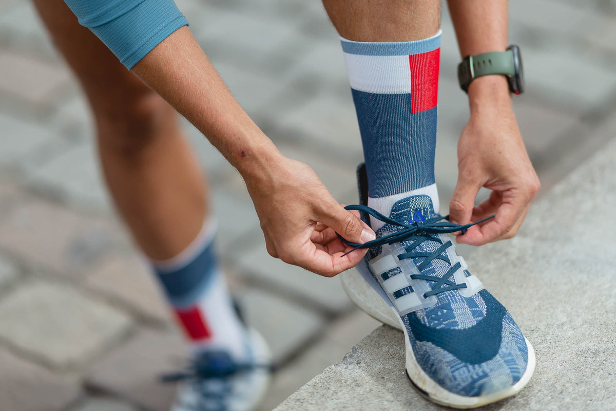 Incylence Ultralight Zones Navy Red Long Sock Socks INCYLENCE 